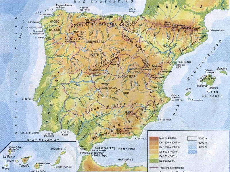 Unidades de relieve de la Peninsula Iberica